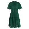 Party Dresses Lemon Gina Chiffon Pleated Summer Dress Fashion Fjärilsärm Söt för kvinnor 2023 V-Neck Robe Femme Mini