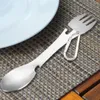 Ensembles de vaisselle 5-en-1 Ustensile de camping utilitaire Spork Fourchette et cuillère intégrées multifonctionnelles avec port d'escalade pour la randonnée / la randonnée