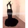 Party Dresses Red Sexy Backless Mermaid Prom 2023 Cut Out Front Halter Streamer Trumpet Long African Black Girls Gala Gowns