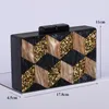 Evening Bags Unique Mosaic Acrylic Bag Glitter Clutch Women Should Geometric Patchwork Clutches Party Prom Handbags Purses 230729