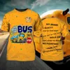 Camisetas masculinas verão casual com decote em O oversized camiseta hip-hop top 3D ônibus escolar impresso tendência da moda uniforme de motorista Harajuku