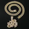 Hip Hop Men Rapper Shiny Diamond Pendant Gold Necklace Inga lediga dagar av hänge Mikroinställda Zirkonsmycken Nattklubb Tillbehör Täckt tröja Collone Cuban Chain 50cm 1590