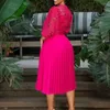 Casual Dresses 2023 Summer African Clothing Plus Size Lace Crochet Elegant Hollow Pleated Formal Party Evening Dress For Women