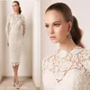 2019 Ivory Sheath Wedding Dresses With Long Sleeves Vintage Lace Bridal Party Gowns Plus Size vestidos de novia262A