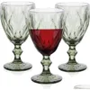 Verres à vin Gobelets en verre vintage en relief à tiges assorties colorées pour boire de l'eau jus de boisson 064527 Drop Delivery Home Garde Dhmzb