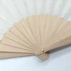 Produtos de estilo chinês ventilador dobrável bege de madeira natural de alta qualidade estilo espanhol ventilador de mão de pano puro ventilador de decoração de casa de casamento