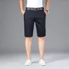 Mens shorts 6 färg casual shorts män sommar rak elastisk affärsmode tunna korta byxor manliga märke khaki beige svart marin 230729