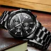 الساعات الأخرى Crrju Men Quartz Wristwatches Luxury Brand Watches Sporty Chronograph مع 316 من الفولاذ المقاوم للصدأ مضيئة على مدار الساعة Red J230728