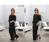 Feestjurken Off-shoulder Maxi-jurk Open kant Vakantiekleding Casual Lange zomer Sukienka Effen kleur Elegante vrouwen Scoop