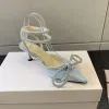 Crystal Embellifhed Mach Glitter Bowties Pumps Stiletto 6,5 cm Chaussures de soirée Talons Sandales Designers de luxe
