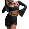 Roupas étnicas femininas verão manga longa bodycon minivestido sexy sem mangas frente única decote babado curto formatura praia vestido de verão