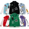 Varsity Jacket Manches en cuir Manteau de baseball Uniforme Veste de mode de haute qualité Manteaux chauds à simple boutonnage Couples Femmes Hommes Varsity 617