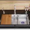 Fregadero de cocina de acero inoxidable SUS304 engrosado, lavabo grande de un solo tanque para lavar verduras, lavabo de mano para cortar y drenar