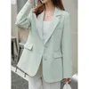 Trajes de mujer Blazer de moda Primavera Otoño Coreano Fried Street Chaqueta de traje delgada Mujer Dama Abrigos de color verde claro