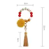 Party Favor XMAS Gift Silicone Christmas Beaded Bracelet Fur Ball Pendant Wrist Keychain Cartoon Tassel Key Chain Fashion Accessories Q374