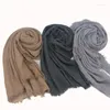 Foulards 2 pièces/lot plaine rides Wrap coton Viscose Long châle écharpe femmes froissé Hijab musulman tête en gros