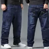 Jeans pour hommes marque droite ample Denim d'âge moyen décontracté grand pantalon extensible pantalon d'affaires grande taille