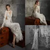 Lior Charchy Mermaid Wedding Dresses Jewell Neckバックスプリットレースアップリケフェザーラグジュアリーブライダルガウン長袖ビーチウェディングDR239P