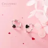 Hoop Earrings Colusiwei Authentic 925 Sterling Silver Black Enamel Love Hearts Earring For Women Simple Fine Jewelry Student Gift