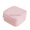 Jewelry Boxes Portable Travel Box Waterproof Pu Leather Storage Organizer Case Double Layer Small Packaging For Necklace Ring Bracelet Otqsp