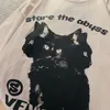 Мужские рубашки тэттон Американский винтажный котенок Принт высококлассных высококачественных шорт-рукавов и женская улица свободная универсальная футболка