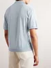 Men Polo Designer قمصان الصيف Loro Piana Silk و Cashmere-Blend Polos Shirt قميص غير رسمي قميص قصير الأكمام