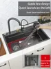 Luxury Kitchen Sink rostfritt stål vattenfall kran med multifunktion Touch stor enskilda skålkök roman kök accessorie