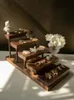 Decorative Objects Figurines Walnut jewelry display props tray earrings necklace bracelet wooden ladder multilayer stand 230731