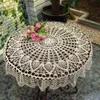 Table Cloth Round Handmade Crochet Openwork Tablecloth Cotton Lace Mat Vintage Tablecloth Home Decoration R230726