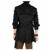 Mannen Trenchcoats Windjack Vintae Zwart Kaki Sprin Herfst Business Trenc Mannelijke Double Breasted Retro Klassieke Lon Coat Tick