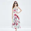 Arbetsklänningar 2023 Suspender Strap Summer Floral Dress Set Women Two Piece Set Sexiga smala toppar och veckad kjoldräkt Party Ballgown Frocks