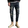 Dżinsy męskie dżinsy męskie moda szczupła prosta letnia dziura bar Casual Pants designer spodnie dżinsy streetwearne motocyklowe ubrania punkowe J230728