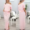 Feestjurken Off-shoulder Maxi-jurk Open kant Vakantiekleding Casual Lange zomer Sukienka Effen kleur Elegante vrouwen Scoop