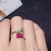 Cluster Rings Fashion Silver Fjäril Ring For Girl 4mm 6mm Natural Ruby Solid 925 Brithday Gift Woman