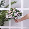 Decorative Flowers 11 Heads Artificial Flower Silk Rose White Eucalyptus Leaves Peony Bouquet Fake For Wedding Table Party Vase Home Decor