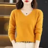 Women's Sweaters Flat V-neck Mink Cashmere Sweater Autumn/winter 2023 Knitted Loose Pullover Commuter Basic Knit Top