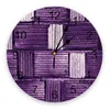 Orologi da parete Viola Mattone Mosaico Texture Stampa Orologio Arte Silenzioso Orologio rotondo senza ticchettio per regalo di decorazione domestica