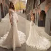 Berta Plunging Neckline Mermaid Wedding Dress Delicate Sash Appliques Bridal Gowns Sweep Train Backless Robe de mariee285l