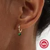 Boucles d'oreilles créoles AIDE Simple émeraude géométrique Zircon boucle d'oreille pour les femmes véritable 925 en argent Sterling luxe élégant bijoux fins