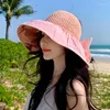 Berets 2023 Koreanische Hut Weibliche Farbe Kleber Geprägte Bogen Knoten Sommer Hohl Top Sonne Outdoor Reise