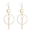 Dangle Earrings Korea Fashion Square Metal Box Long for Women 2023 Tassel Star Circle Lady Jewelryアクセサリー