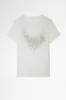 T-shirt firmata Zadig Voltaire con ali di fenice in lino perforato a caldo girocollo da donna a maniche corte T-shirt top polo