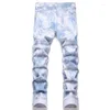Men's Jeans European And American Style Slim Fitting Elastic Digital Printed High-quality Denim Pants For Men