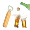 Ouvre-bouteille de bière en acier inoxydable avec poignée en bois Cadeaux pour les invités Cuisine Bar Outils Drop Delivery Home Garden Dining Dhll1