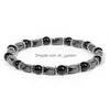 Bracciale in pietra di magnetite con perline Guarigione di cristallo Pietra preziosa Fascino Chakra Donna Uomo Gioielli di moda Consegna goccia Dhgarden Dhmxu