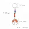 7 Chakra Kralen Ketting Fluoriet Sleutelhangers Lapis Amethist 30mm Chip steen Levensboom Hanger Sleutelhanger Gift Natuursteen Kristallen sieraden