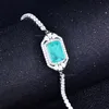 Tiktok algodão natural palaiba Pulseira levemente incrustada com correntes femininas de diamante 925 joias de ouro e prata Princesa quadrada com fivela de diamante Encantos de pulseira