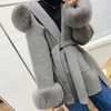 Women's Fur Faux Fur Faced Wool Ladies Winter Jacket Hooded coats Women Luxurious Real Fur Coat Lose Clothing Cashmere Double HKD230727