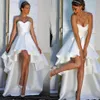 New High Low Boho Abiti da sposa 2022 Senza spalline Lace Up Back Hi-Lo Modest A Line Beach Abiti da sposa Vestido De Novia Cheap304N