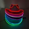 Chapéus de Aba Larga Chapéus de Balde Fluorescentes Adereços de Festa Chapéu de Cowboy Ocidental Brilhante LED Perolado Chapéu de Cowboy Cowgirl Iluminando Para Festa de Carnaval 230729